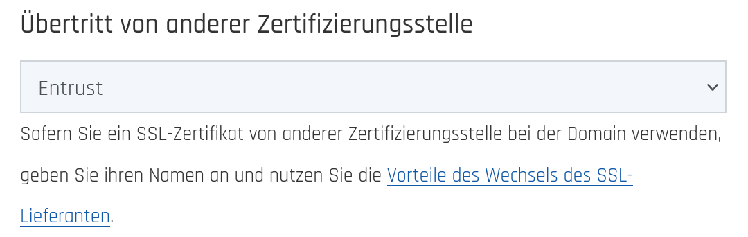 Wechsel von einer anderen Zertifizierungsstelle